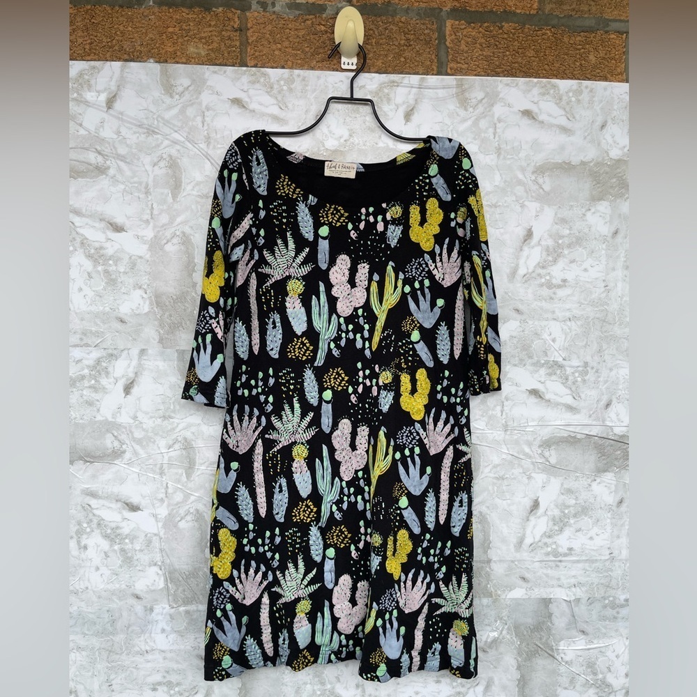 THIEF AND BANDIT Floral Cactus Saguaro HAND PAINTED TUNIC DRESS SMALL
